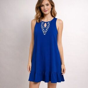 Donna Morgan Royal Blue Kids Dress with Cut-Out Design Size 8